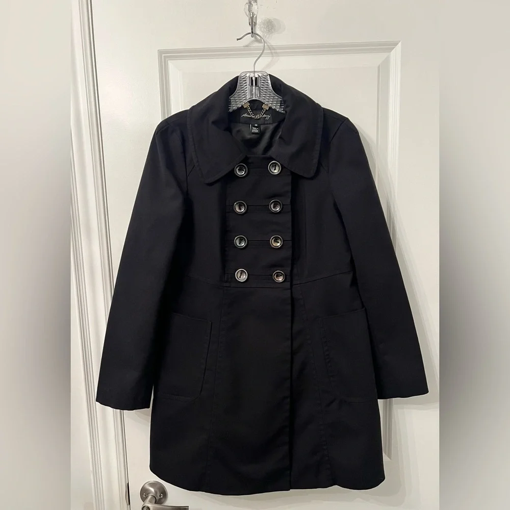 Sandra Angelozzi Black Double-Breasted Trench Coat - Picture 1 of 4